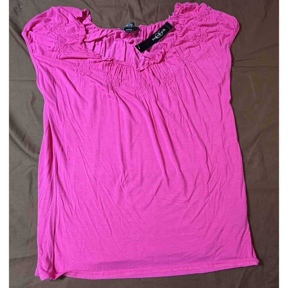 August Silk Women's Sleeveless Tank Top Large Pink Punchbowl NWT